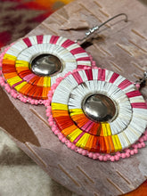 Load image into Gallery viewer, Porcupine quilled earrings with traditional smoked hide backing
