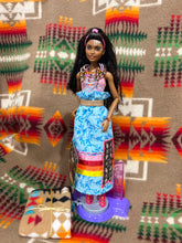 Load image into Gallery viewer, 11.5” Doll in Daily wear ribbon skirt with bead and brass multilayer necklace
